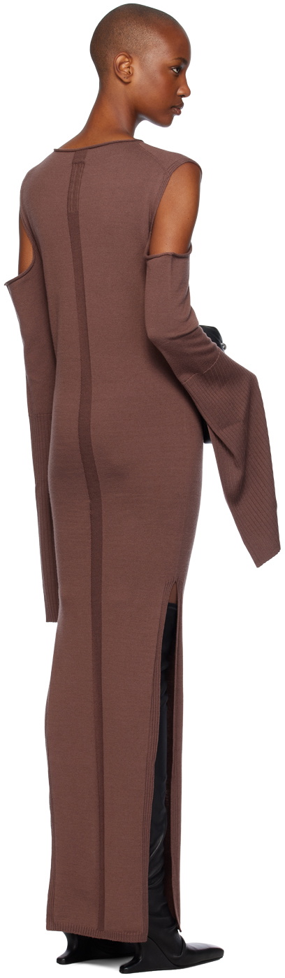 Rick Owens Brown Porterville Cape Sleeve Maxi Dress