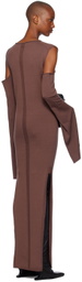 Rick Owens Brown Porterville Cape Sleeve Maxi Dress