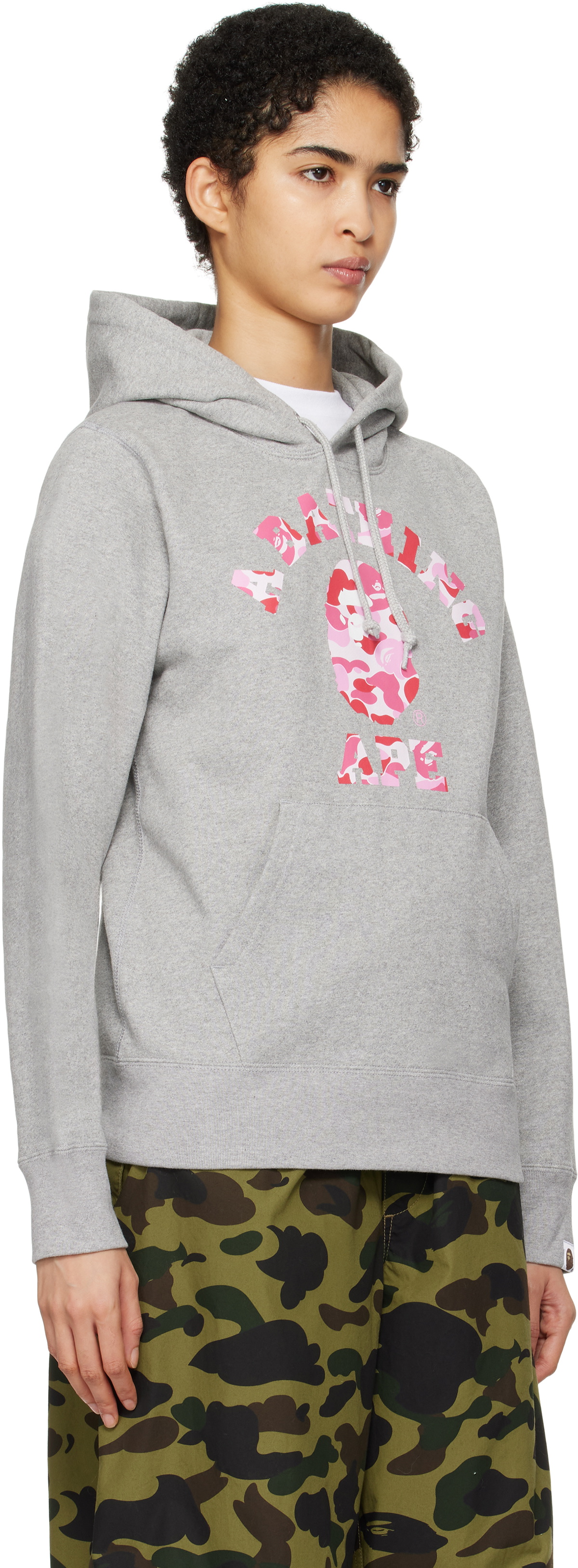 BAPE Gray ABC Camo College Pullover Hoodie A Bathing Ape