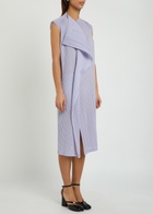 Pleats Please Issey Miyake Pleated Draped Woven Midi Dress Light Purple