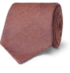 Thom Sweeney - 8cm Herringbone Wool Tie - Copper