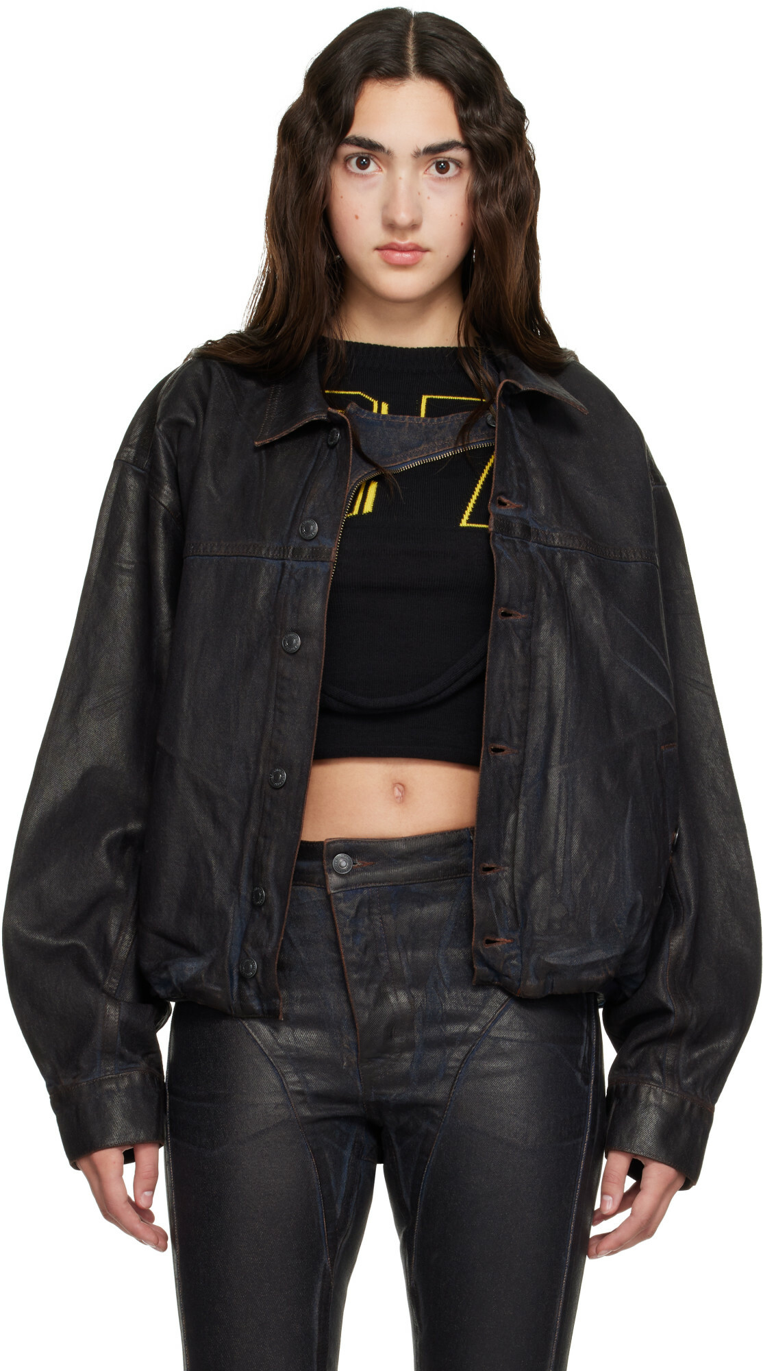 Ottolinger Brown Glazed Flex Denim Jacket