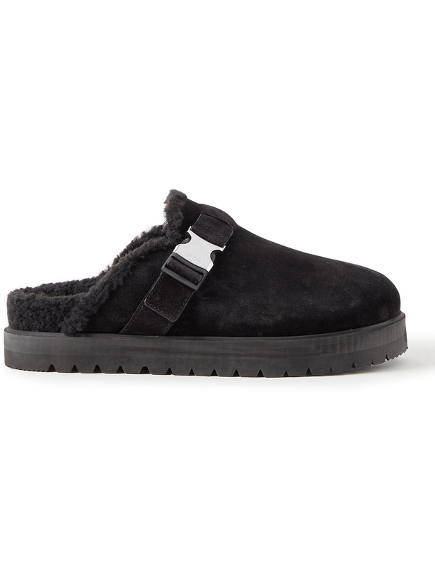 Photo: Moncler - Mon Faux Shearling-Lined Suede Slides - Black