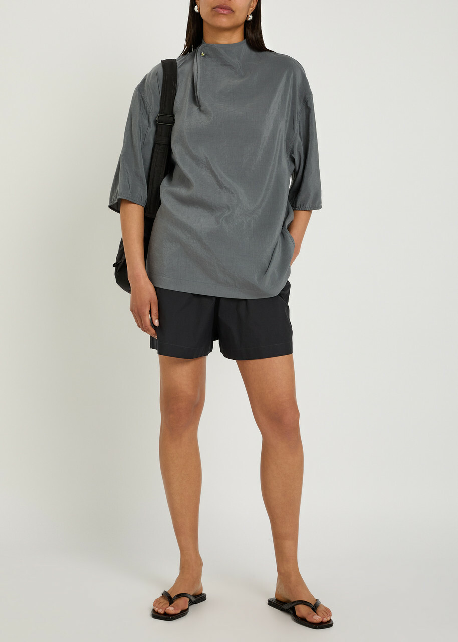 Lemaire Cotton and Silk-blend Boxer Shorts Charcoal
