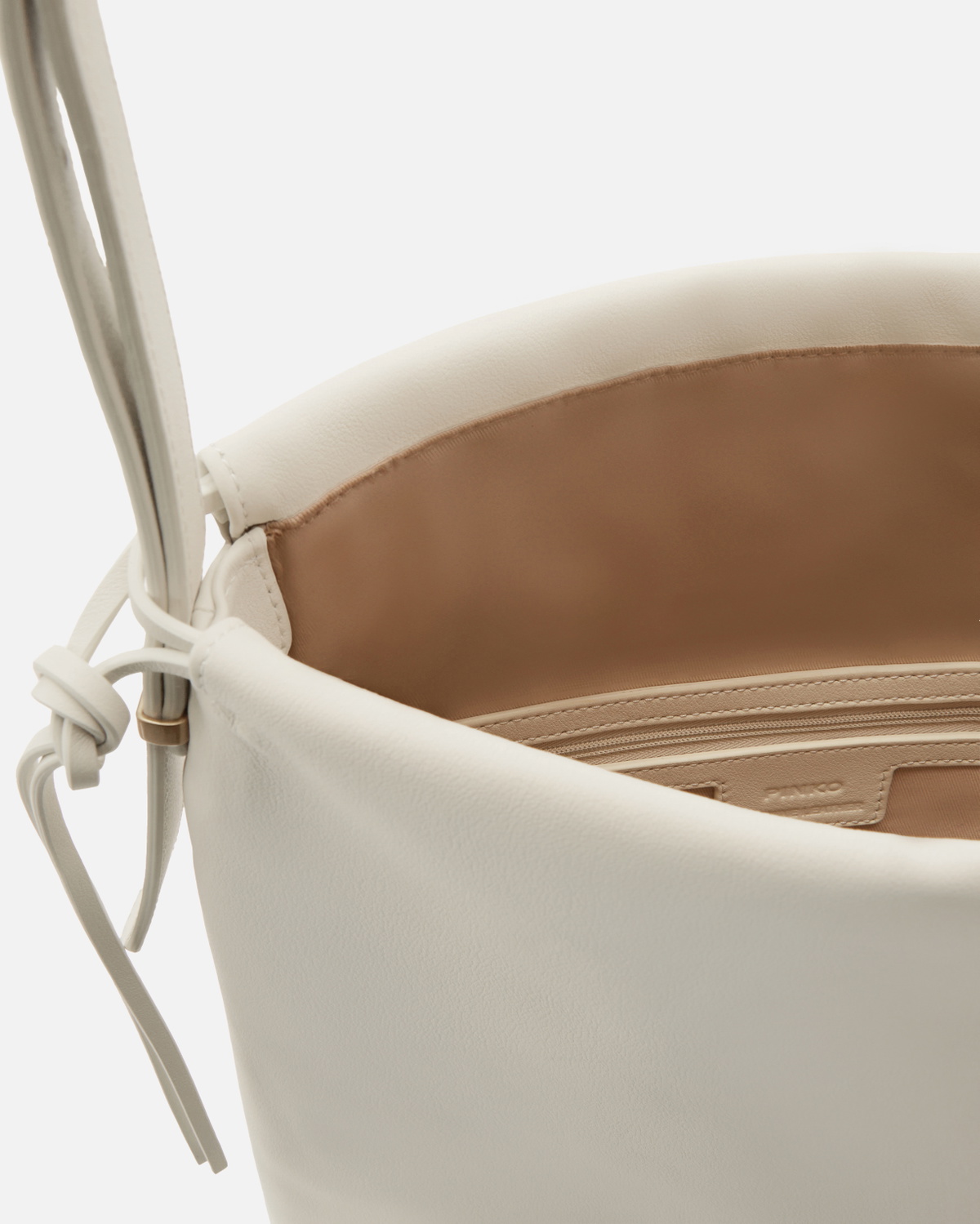 Pinko Soft Leather Square Bag With Logo White+White Antique Gold