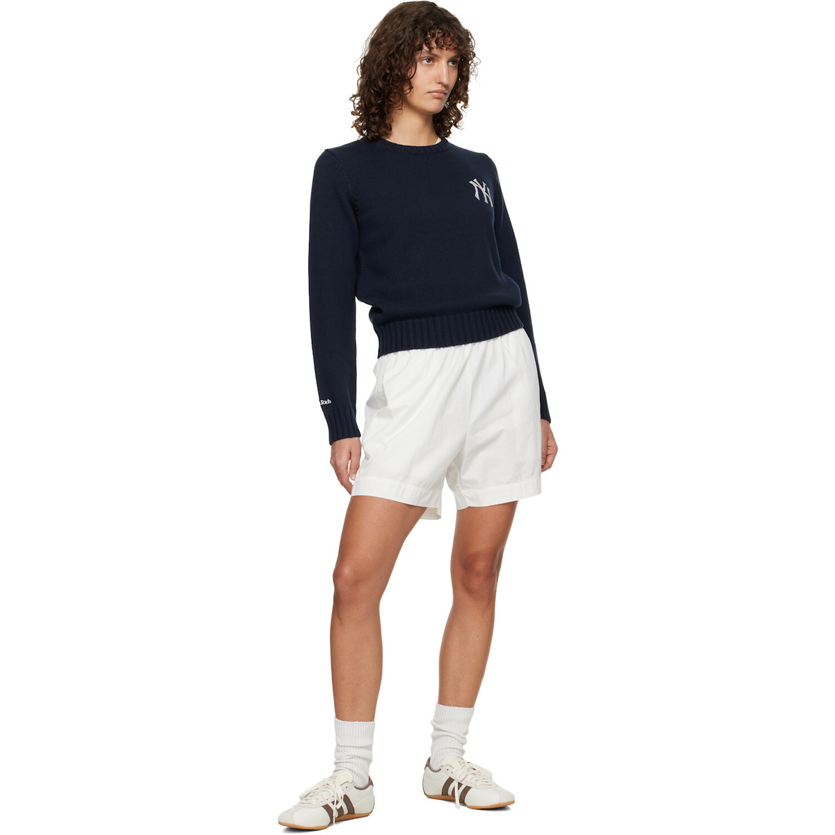 Sporty & Rich Navy Heritage Yankees Serif Knitted Sweater