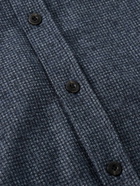 Caruso - Puppytooth Wool-Blend Overshirt - Blue