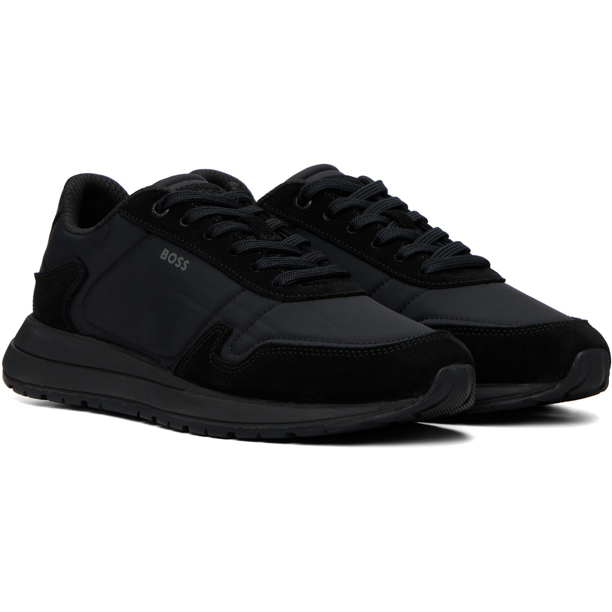 BOSS Black Lightweight Fabric Suede Trim Sneakers
