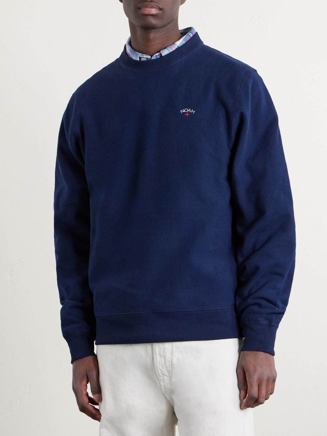 Noah - Logo-Embroidered Cotton-Jersey Sweatshirt - Blue