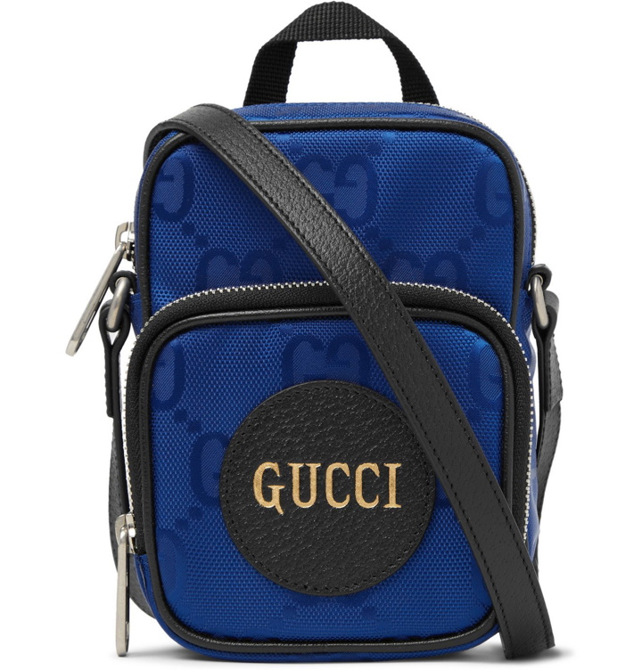 Photo: GUCCI - Leather-Trimmed Monogrammed ECONYL Messenger Bag - Blue