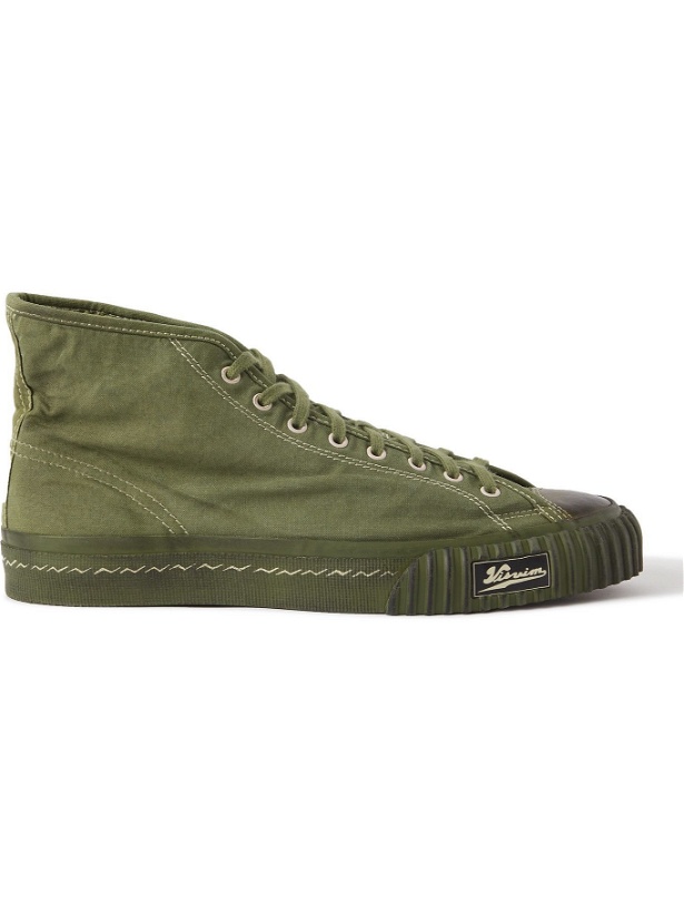 Photo: Visvim - Kiefer Leather-Trimmed Canvas High-Top Sneakers - Green