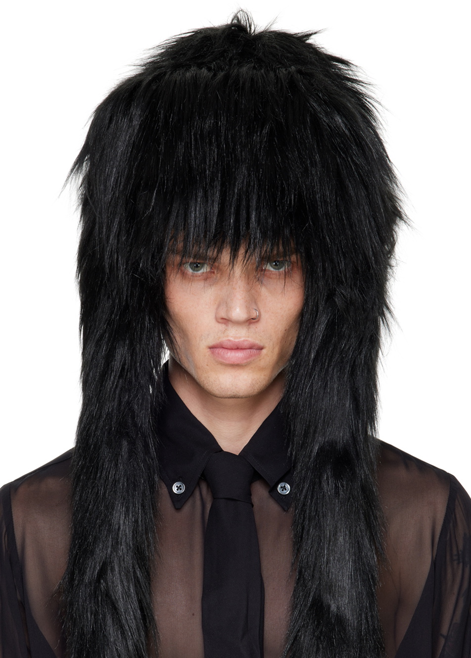 VAQUERA Black Furry Faux-Fur Aviator Hat