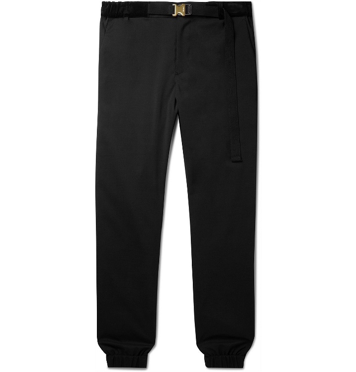 Photo: Sacai - Tapered Belted Velvet-Trimmed Woven Trousers - Black