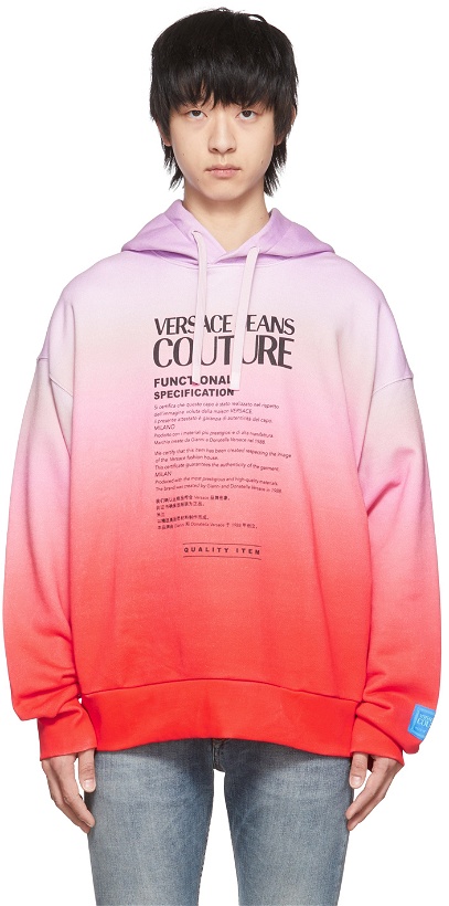 Photo: Versace Jeans Couture Pink & Orange Cotton Hoodie