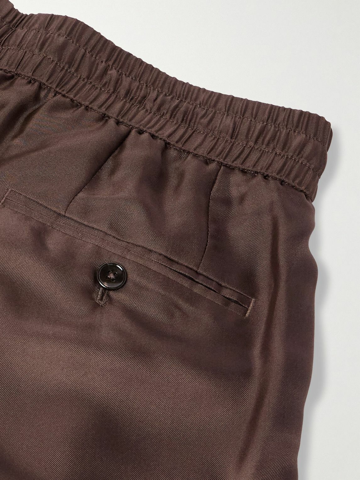 Dolce&Gabbana - Tapered Pleated Silk-Twill Drawstring Suit Trousers - Brown