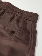 Dolce&Gabbana - Tapered Pleated Silk-Twill Drawstring Suit Trousers - Brown