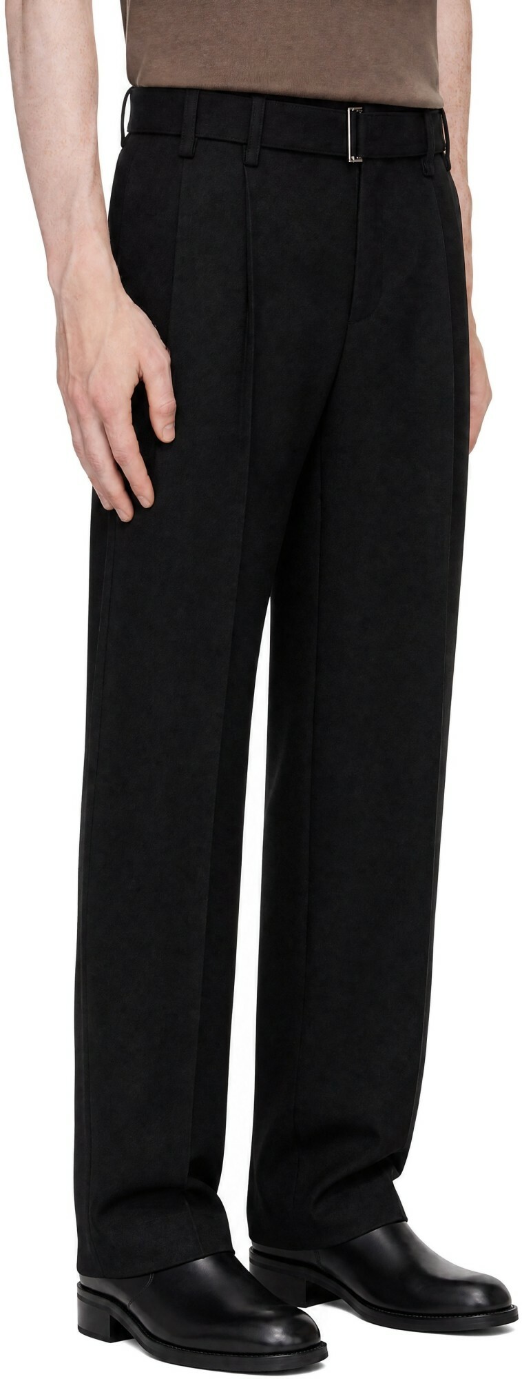 LE17SEPTEMBRE Black Belted Two-Tuck Wool Trousers