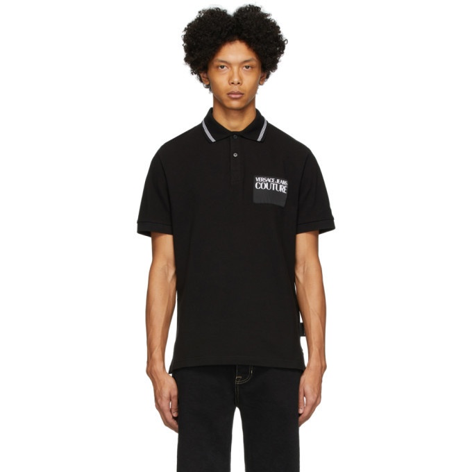 Photo: Versace Jeans Couture Black Institutional Logo Patch Polo