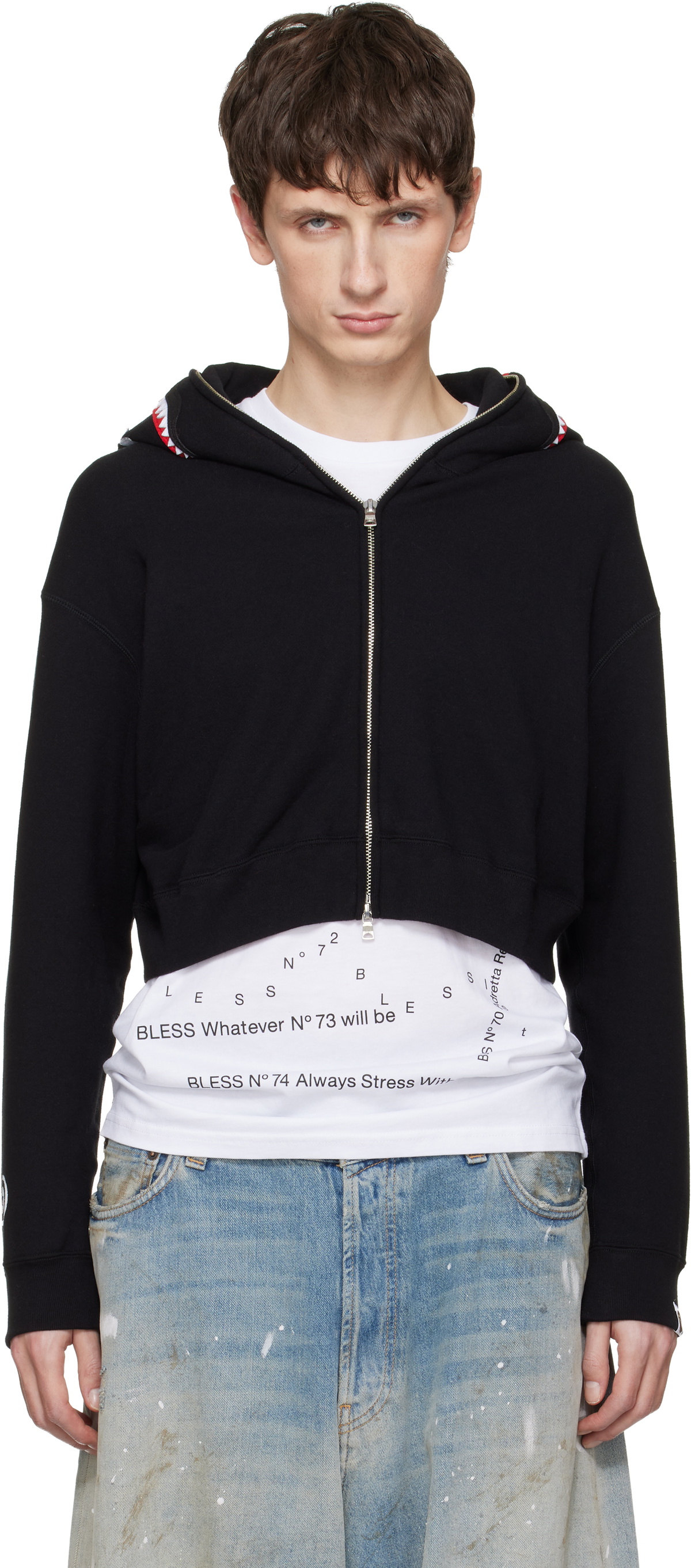 BAPE Black Shark Cropped Full Zip Hoodie