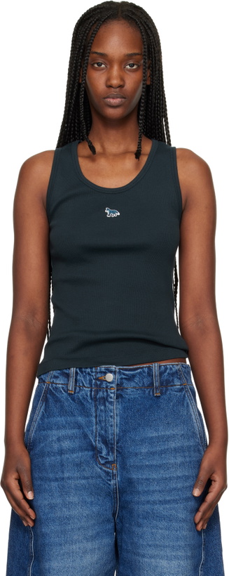 Photo: Maison Kitsuné Navy Baby Fox Ribbed Tank Top