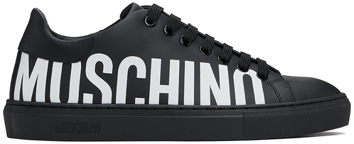 Photo: Moschino Black Leather Logo Sneakers