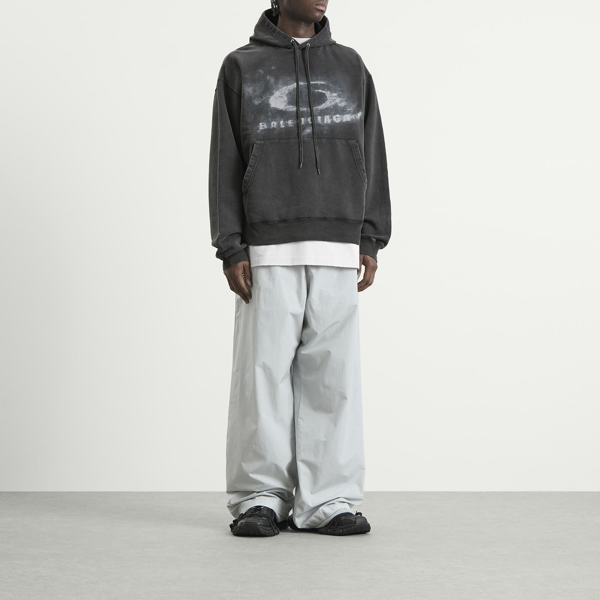 Balenciaga Men's Washed Crayon Logo Oversized Hoodie in Washed