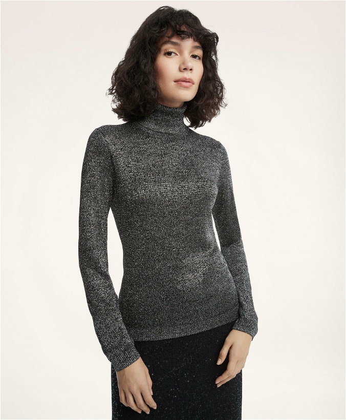 Photo: Brooks Brothers Women's Sparkle-Knit Turtleneck Sweater | Black