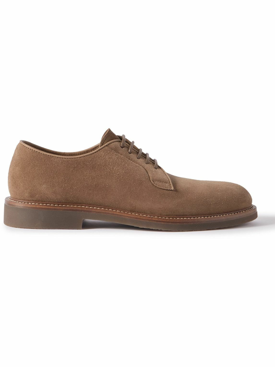 Brunello Cucinelli - Suede Derby Shoes - Brown Brunello  display picture 1