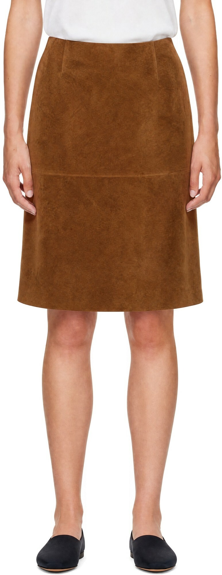 Jil Sander Brown Suede Midi Skirt