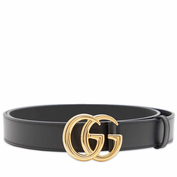 Photo: Gucci Men's GG Supreme Belt in Black/Gold