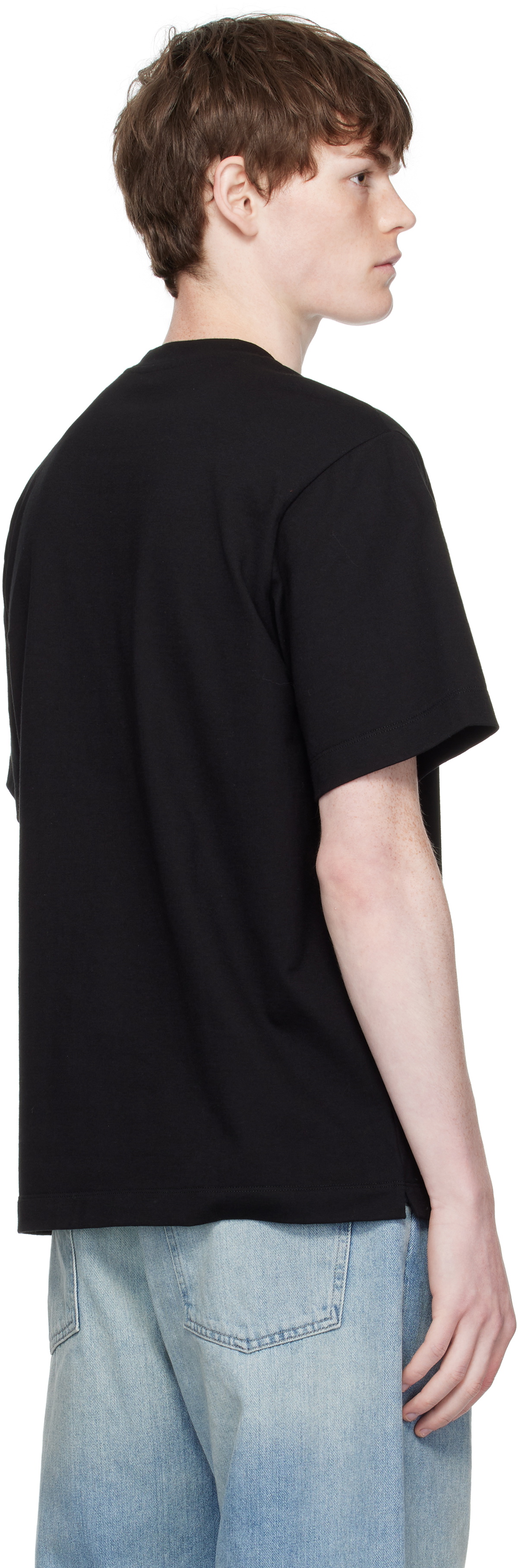 Ferragamo Black Crew Neck Printed Signature T-shirt