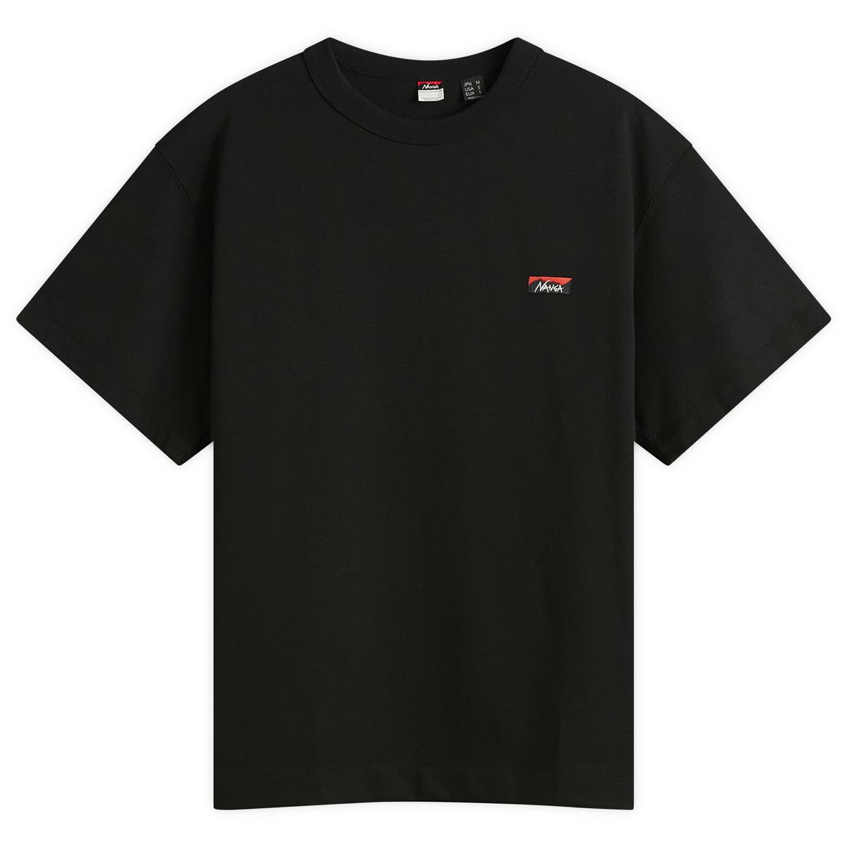 NANGA Men's Eco Hybrid Box Logo Embroidery T-Shirt in Black