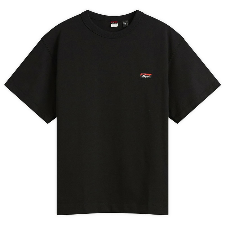Photo: NANGA Men's Eco Hybrid Box Logo Embroidery T-Shirt in Black