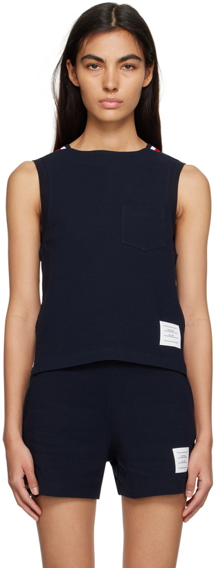 Photo: Thom Browne Navy Shell Tank Top