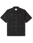 Portuguese Flannel - Convertible-Collar Embroidered Cotton-Poplin Shirt - Black