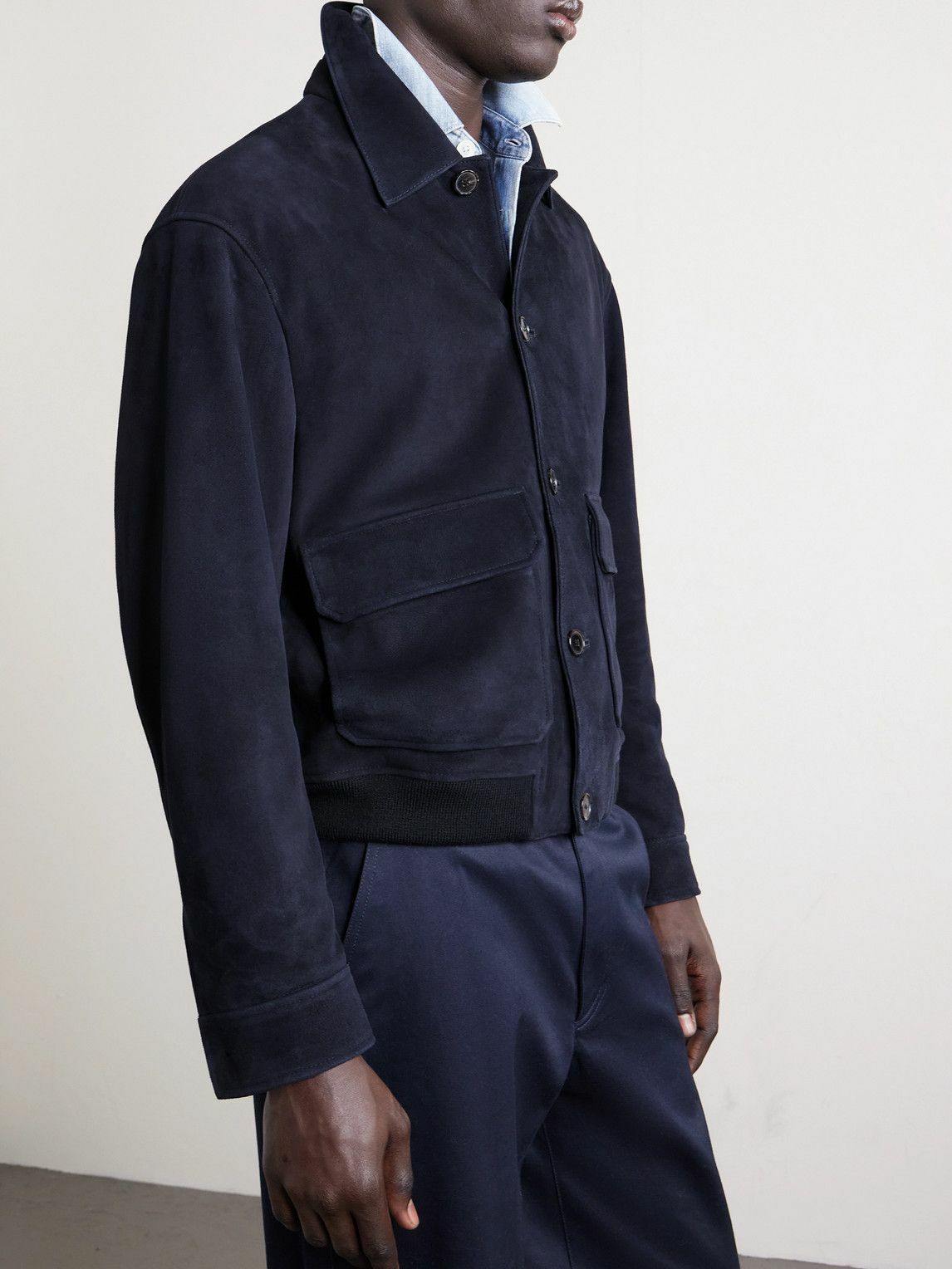 FRAME - Suede Blouson Jacket - Blue