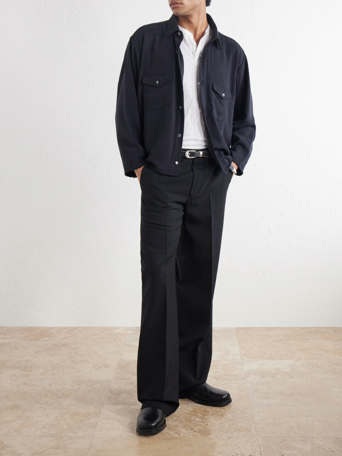 SECOND / LAYER - Field Cotton-Twill Shirt - Black