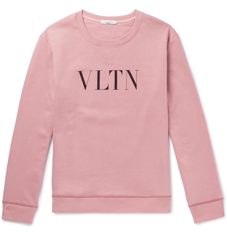 negativ buket Flyve drage Valentino - Logo-Print Cotton-Blend Jersey Sweatshirt - Men - Pink Valentino