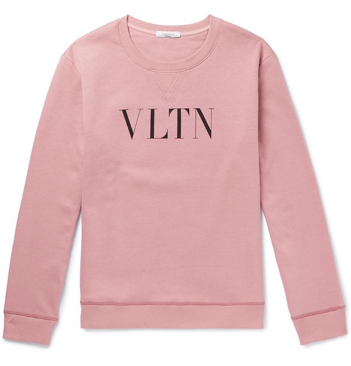 Photo: Valentino - Logo-Print Cotton-Blend Jersey Sweatshirt - Men - Pink