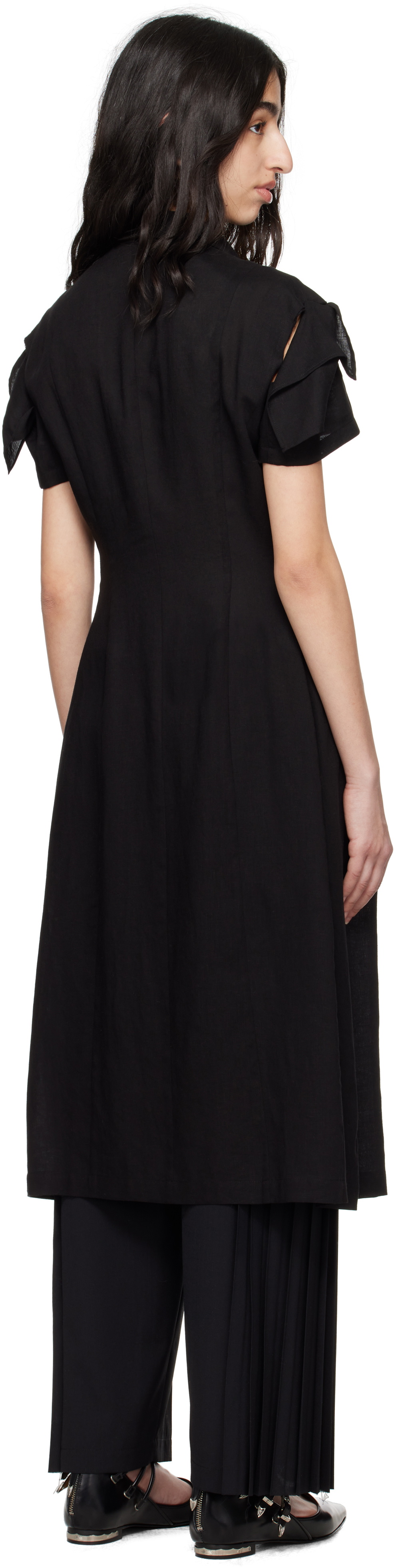 Y's Black Rayon Linen Sheeting Square Jacket