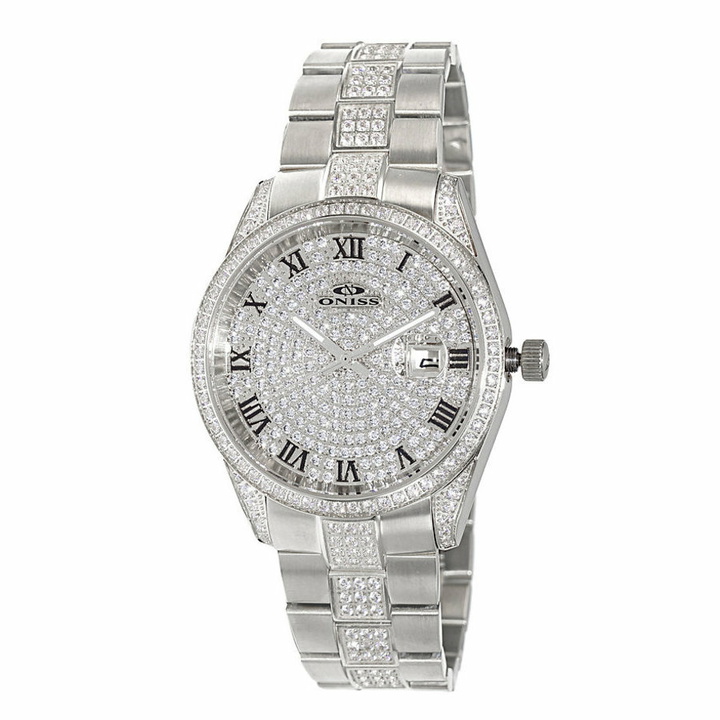 Photo: Oniss ONZ3880 Crystal Silver-tone Dial Mens Watch ON3880-M