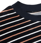 A.P.C. - Striped Cotton-Blend Velour Sweatshirt - Men - Navy