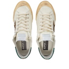 Golden Goose Men's Super-Star Drummed Leather Sneakers in Cream/Beige/Green