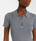 Toteme Ribbed-knit cashmere and silk polo shirt