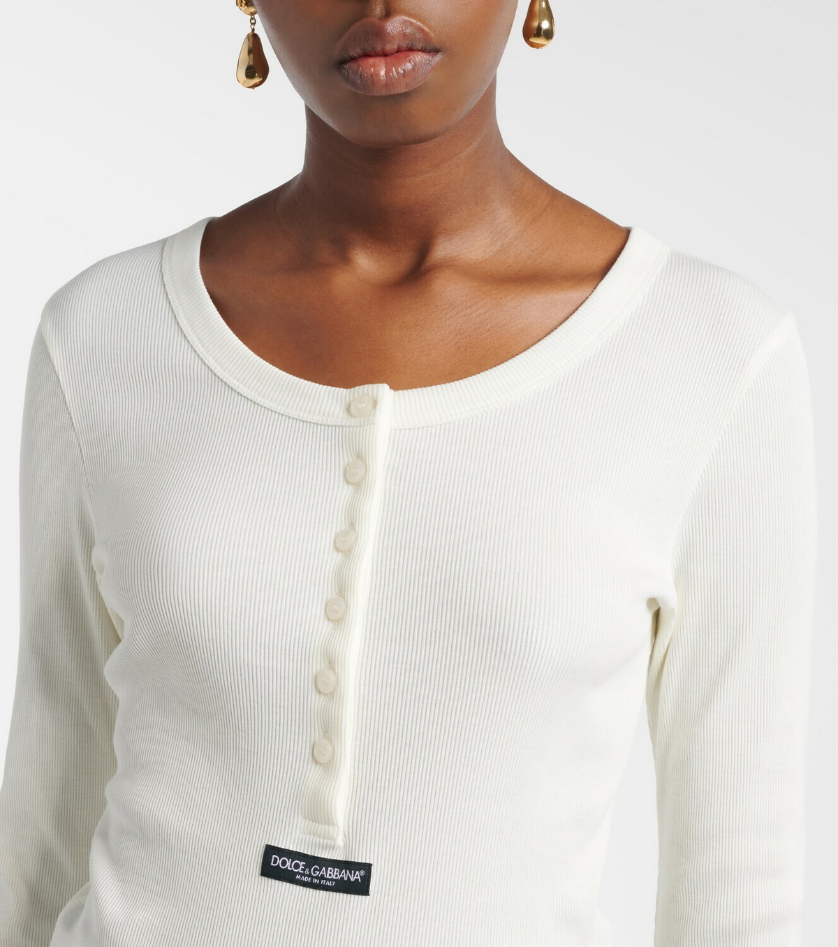 Dolce&Gabbana Ribbed cotton Henley shirt
