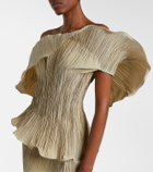 Marmar Halim One-shoulder pleated taffeta gown