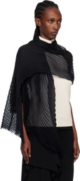 ISSEY MIYAKE Black Silk Wool Pleats Stole Scarf