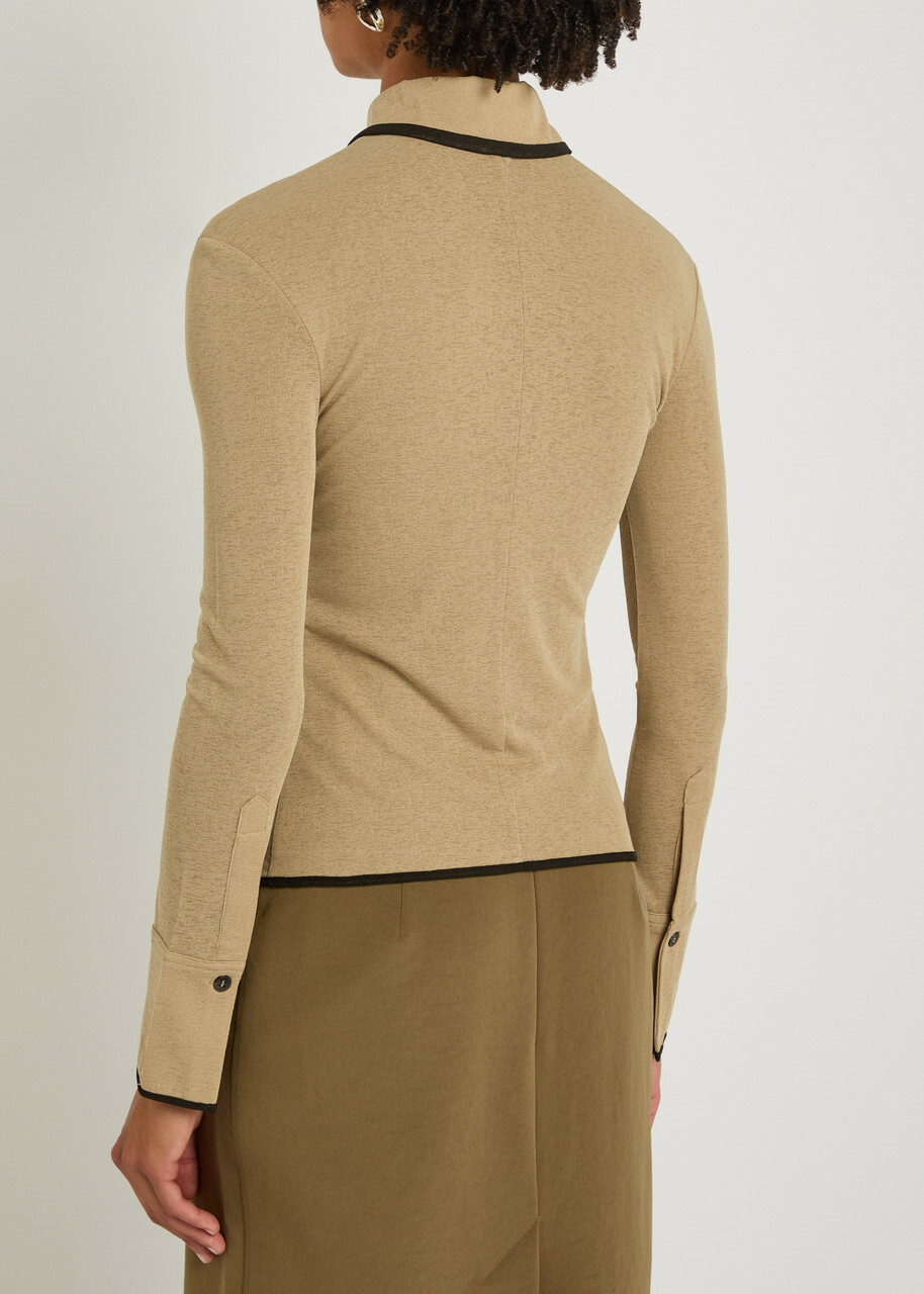 Nanushka Idana Mesh-jersey Shirt Sand