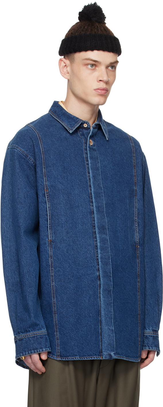 Magliano Navy Bomber Denim Shirt Magliano