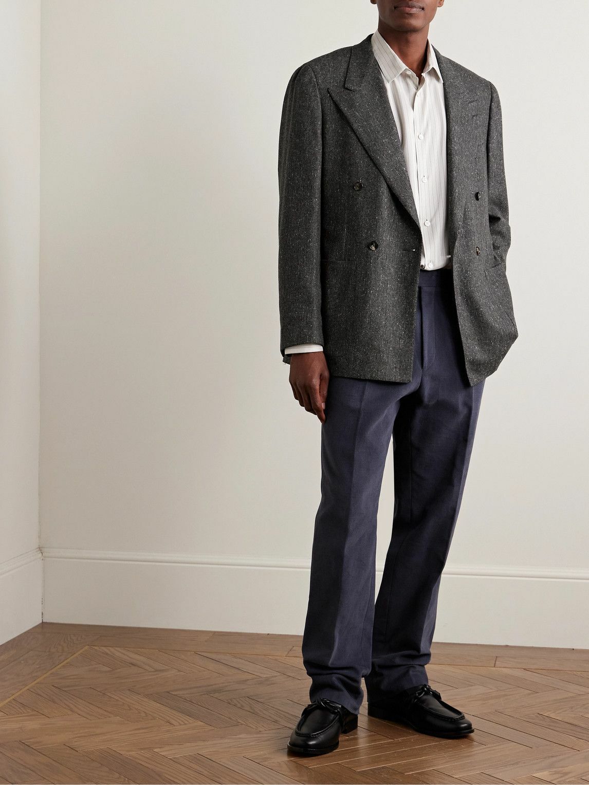 UMIT BENAN B - Double-Breasted Wool and Cashmere-Blend Blazer - Gray